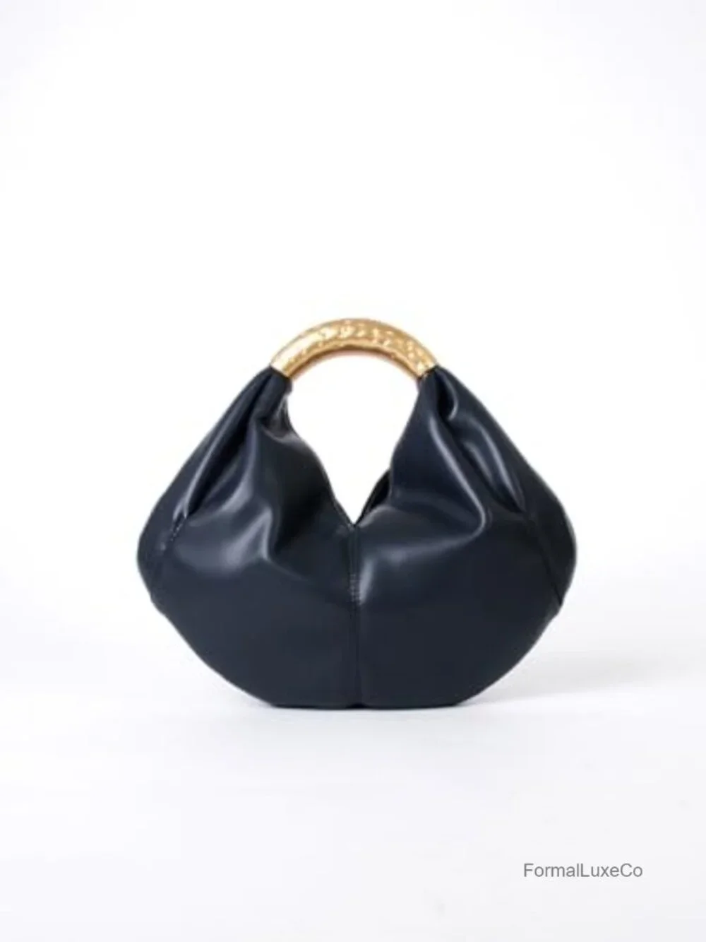 Faux Fur Top Handle Bag, Gold Metal Handle, Half Moon Clutch, Winter Luxury